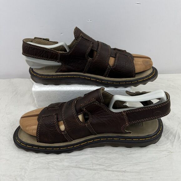 Dr. Martens Men Sz 11 Vtg Y2K Brown AirWare Chunky Fisherman Leather Sandals EUC - Picture 2 of 12